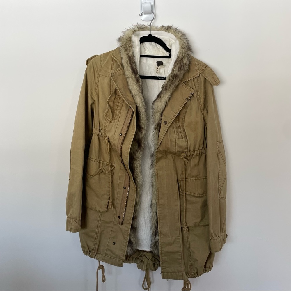 Free People Moto parka with removable faux fur vest